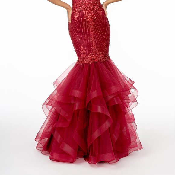 Halter Neck Sequined Mermaid Dress GSGL1822 - Picture 4 of 6